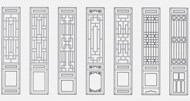 石林常用中式仿古花窗图案隔断设计图